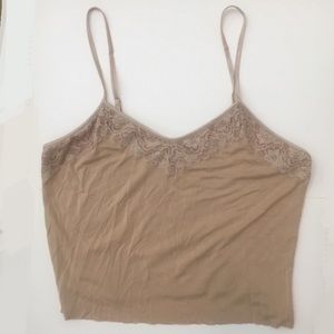 tan/cream lace tank crop top